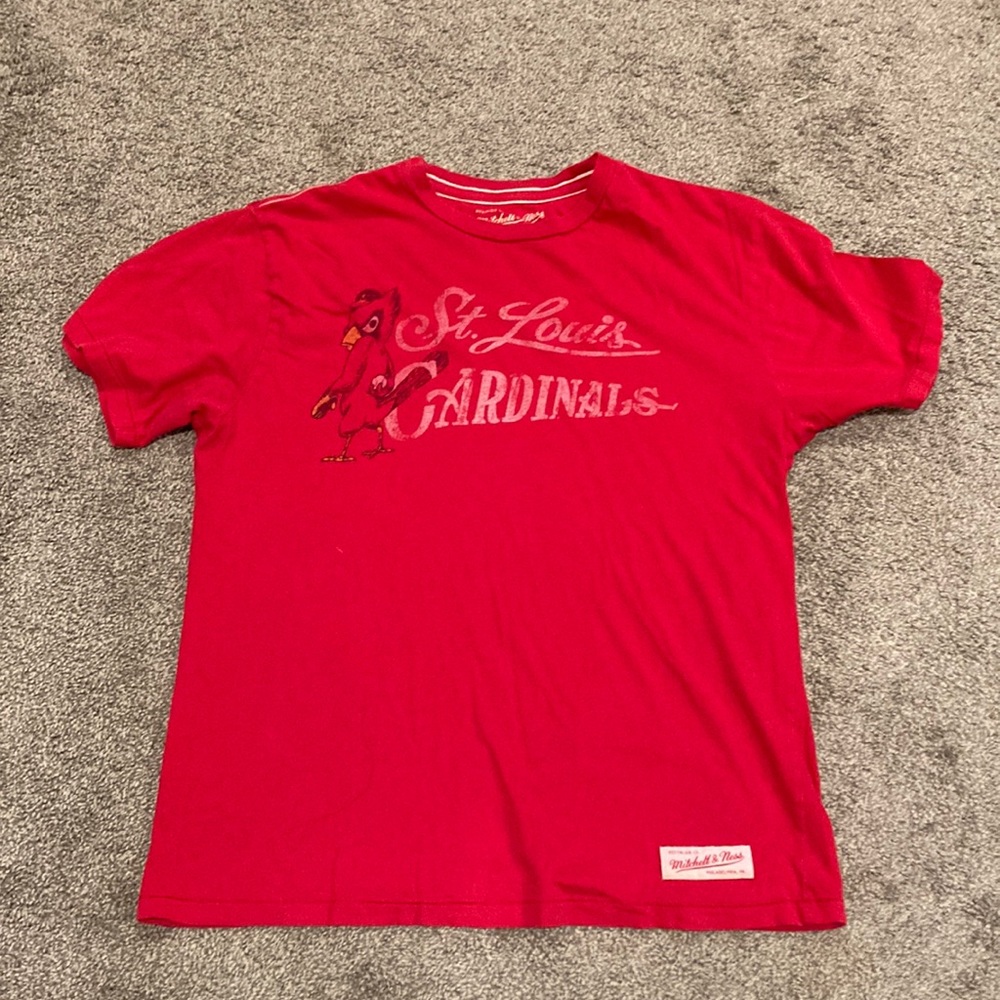 Mitchell & Ness Saint Louis Cardinals T Shirt. Size Large, Red